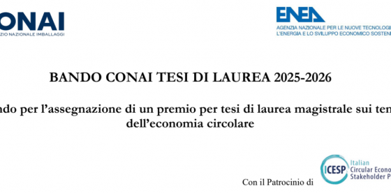 Bando CONAI per Tesi di Laurea 2025-2026, IV edizione